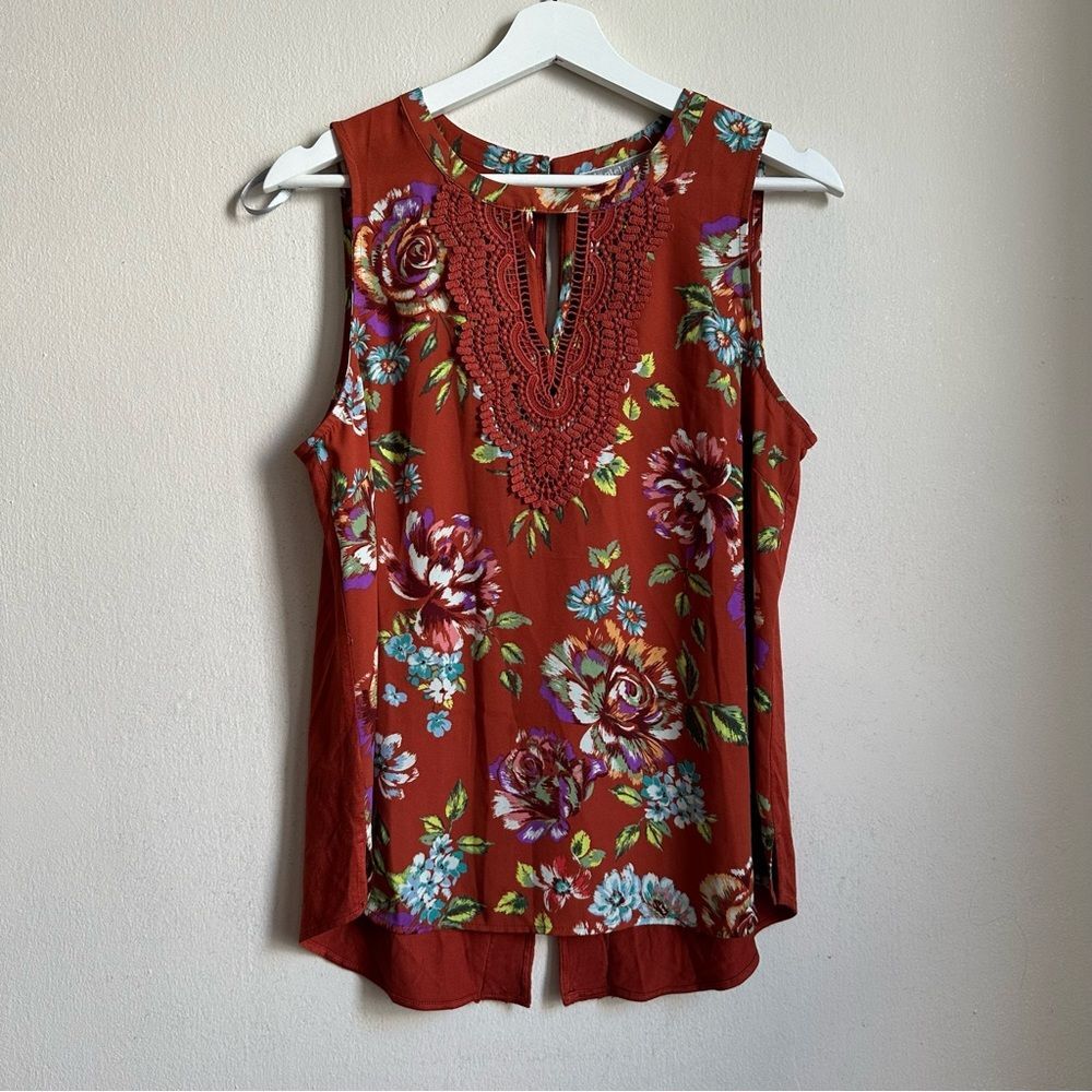 NWT Daniel Rainn floral burnt orange blouse dp15302pr1 size PM